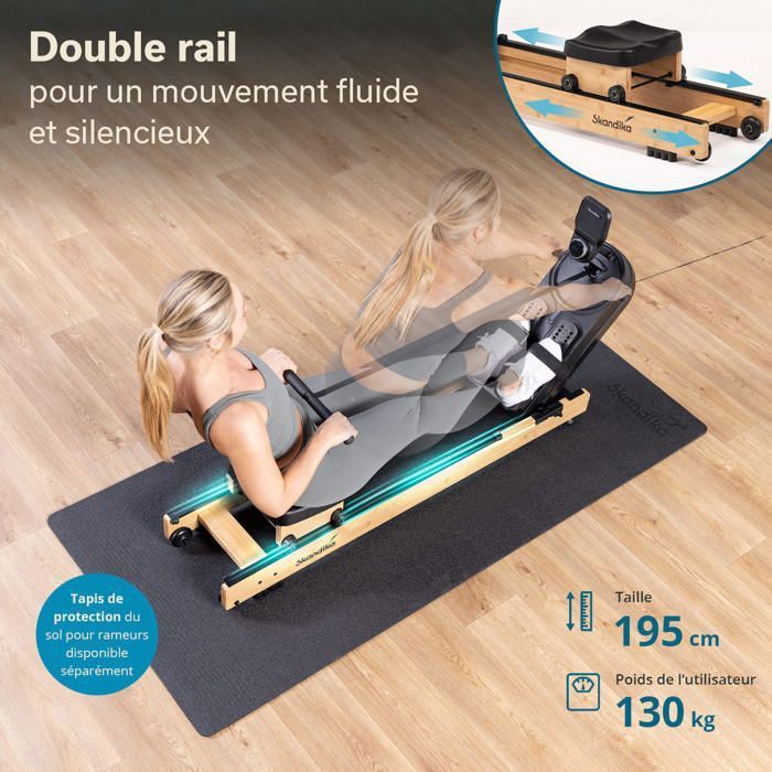 Skandika Rovek Foldable Connected Magnetic Rowing Machine - 32 Resistance Levels - 6 kg Flywheel - Bluetooth - Kinomap