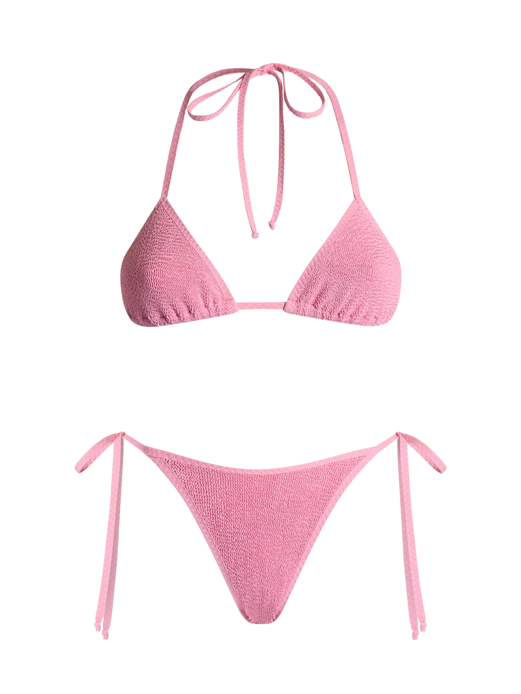 Damesbikini met kreukelpatroon en driehoekige vorm