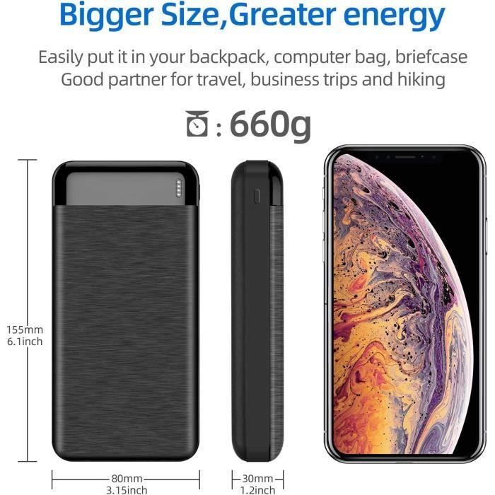 Batería externa de 30000 mAh, cargador de teléfono móvil de alta velocidad con 4 puertos, compatible con smartphones.