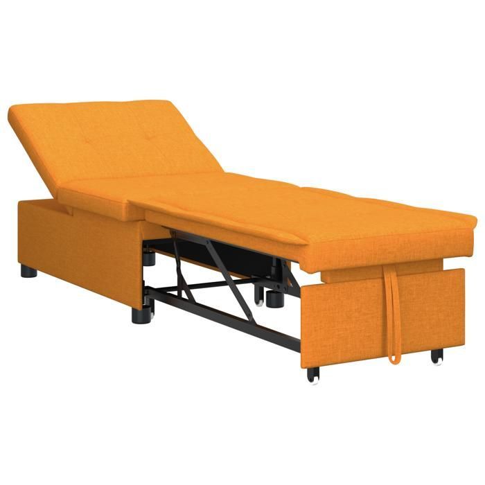 663294& Sofa-lit 3 en 1,Lit banquette,convertible,, design extensible en tissu jaune foncé