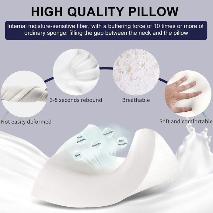 Almohada cervical de espuma viscoelástica, cómodas almohadas ergonómicas en forma de arco, almohada ortopédica para dormir.