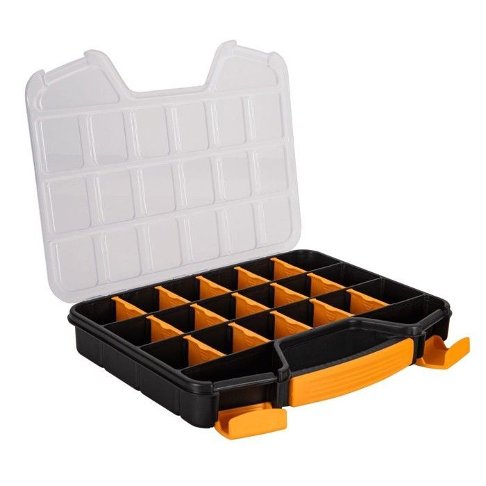 Caja de almacenamiento con 20 compartimentos extraíbles - Organizador transparente multifuncional para piezas pequeñas, tornillos y pernos VITO