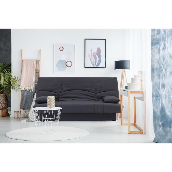 3-seater click-clack sofa bed - Anthracite Grey Fabric - W 190 x D 92 cm - DREAM - Contemporary Style