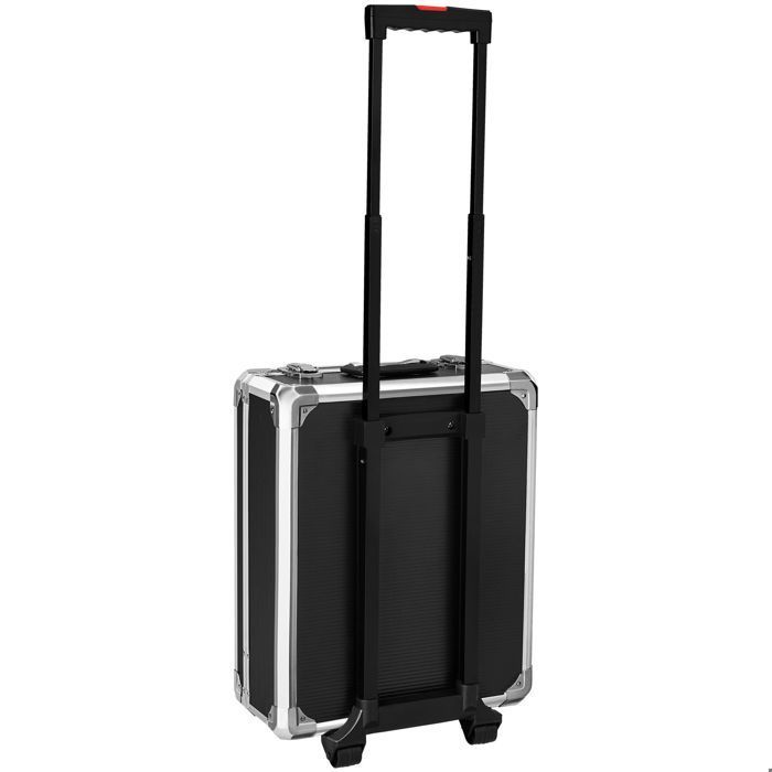 TECTAKE - Caja de herramientas de aluminio de 1200 piezas, 4 niveles, con carro y cerraduras - negra
