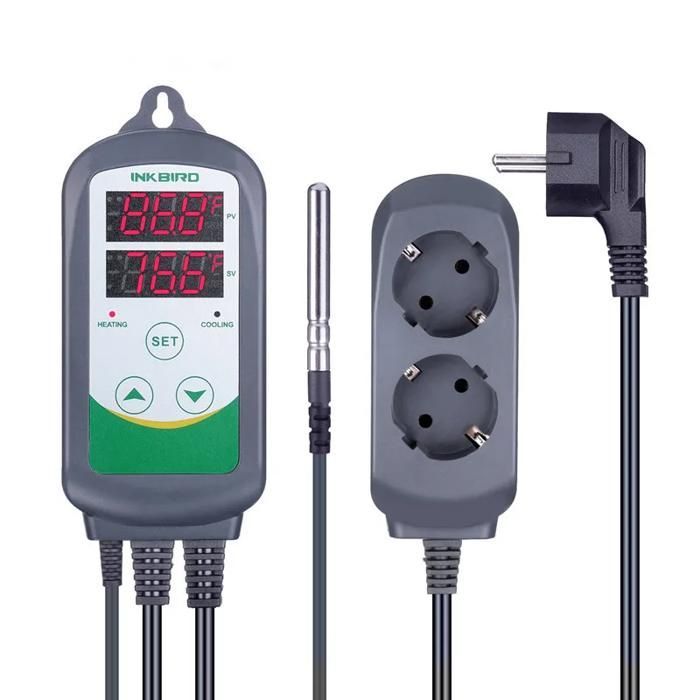 Controlador digital de temperatura, doble salida de relé, alarma, color: ITC-308, dimensiones: 140 x 68 x 33 mm / 5,5 x 2,7 x 1,3 pulgadas
