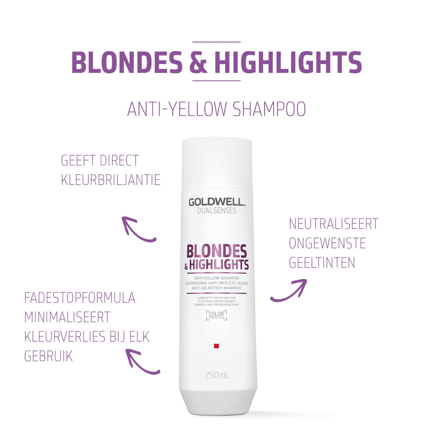 Goldwell Dualsenses shampoo vaaleille hiuksille ja raitoille, jotka peittävät keltaiset sävyt – 250 ml