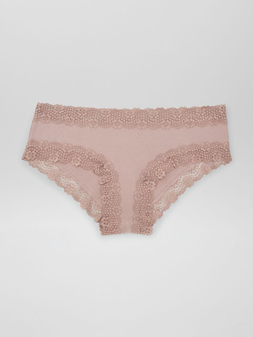 Set van 3 geribbelde culottes - pruimbruin