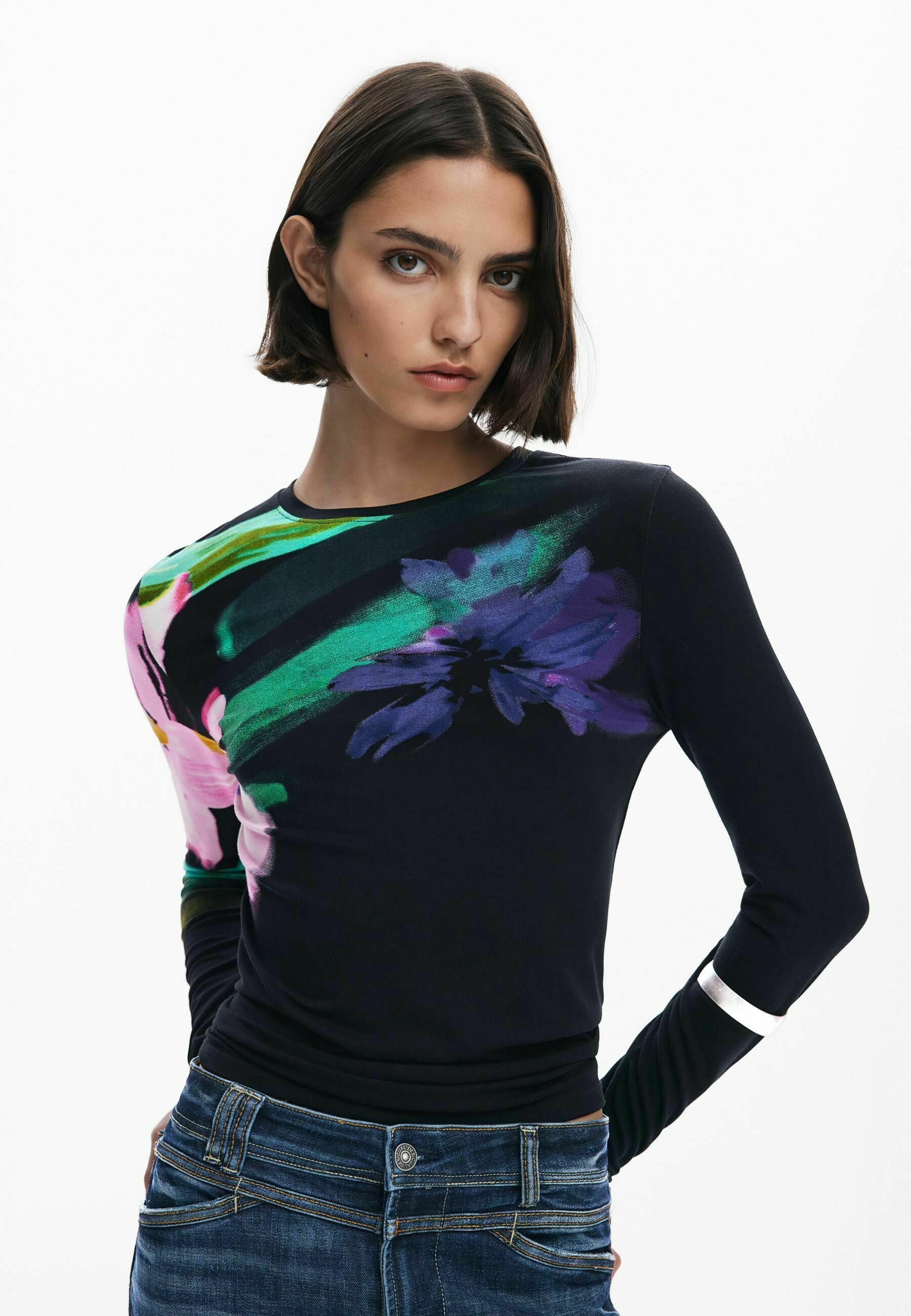 Desigual FLOREALE - Maglia a maniche lunghe - nera