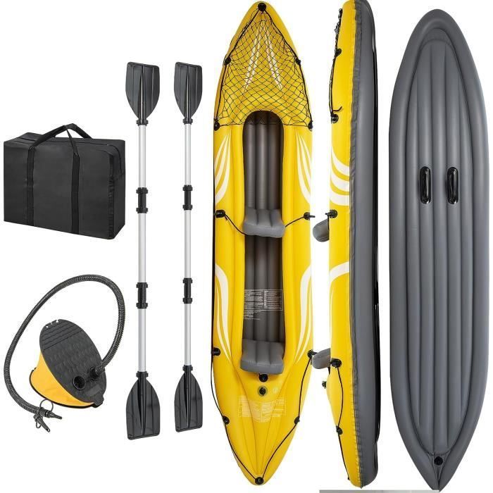 Kayak hinchable GYMAX para 2 personas con asientos extraíbles, 357x80x38cm, capacidad de carga de 160kg, canoa hinchable de PVC