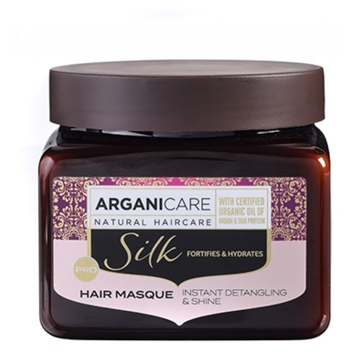Stärkende Maske mit Seidenprotein und Bio-Rizinusöl 500 ml - Arganicare