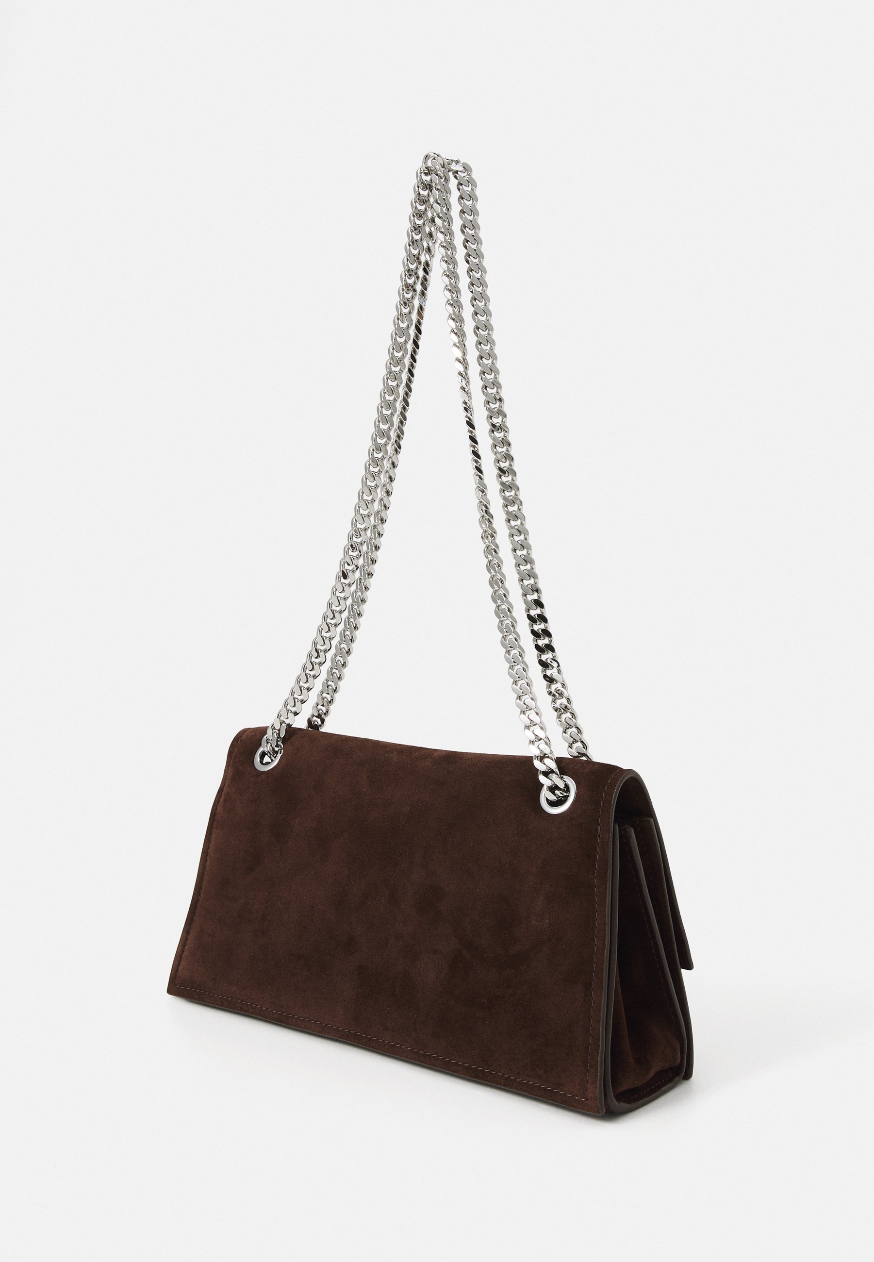 Tory Burch TURNLOCK SUÈDE SCHOUDERTAS - Crossbodytas - donkerbruin