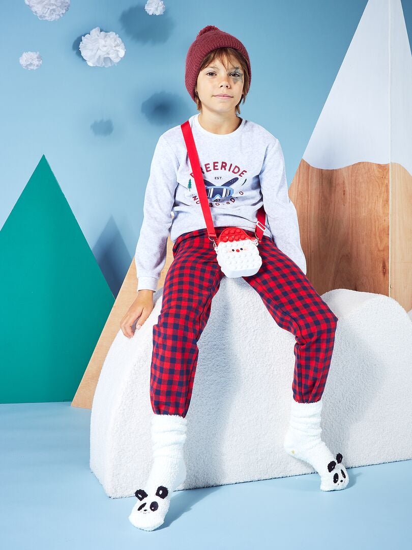 Conjunto de pijama de veludo - camiseta e calça - 2 peças - CINZA