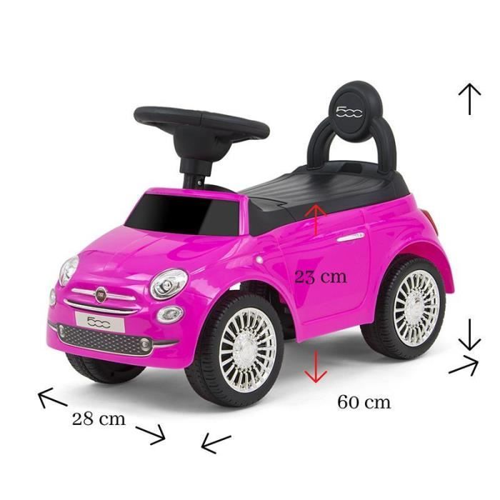 Carrinho de passeio infantil Milly Mally Fiat 500 rosa - Brinquedo educativo para equilíbrio e coordenação motora - 12 a 36 meses