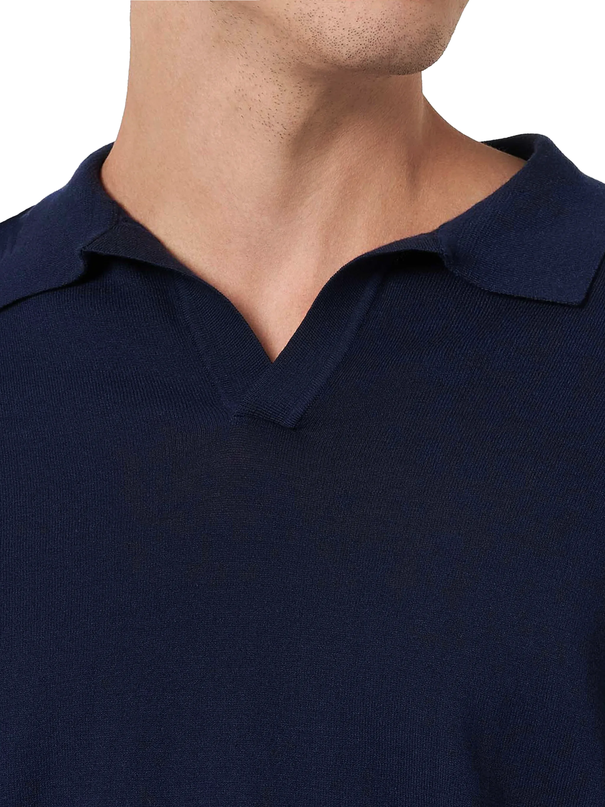 Sloan polo zonder knoopjes in marineblauw gebreid