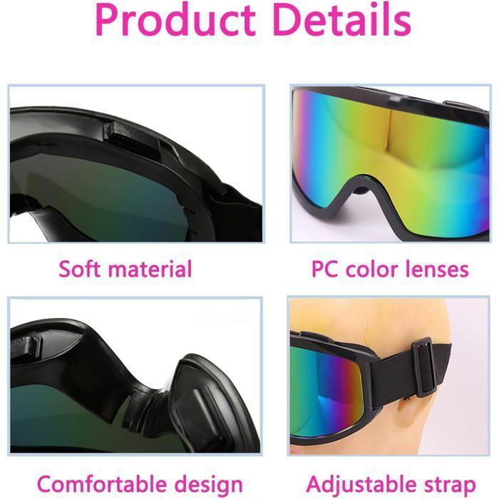 Ski and Snowboard Goggles - 1 Unit - Polycarbonate - Anti-Fog UV400 - Skiing, Cycling, Hiking - Unisex Black