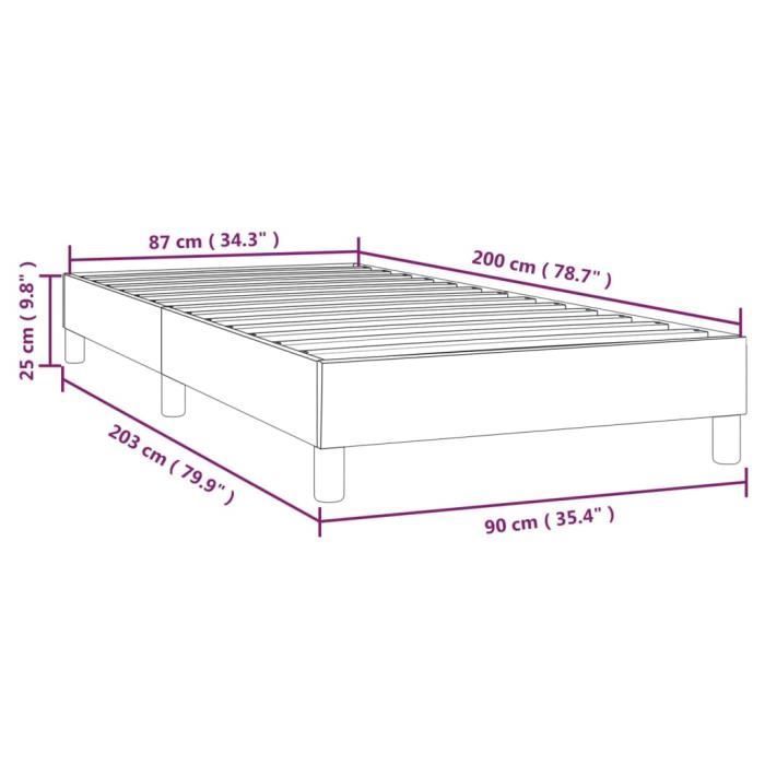 3120584 vidaXL Zwarte 90x200 cm stoffen bedbodem met veren
