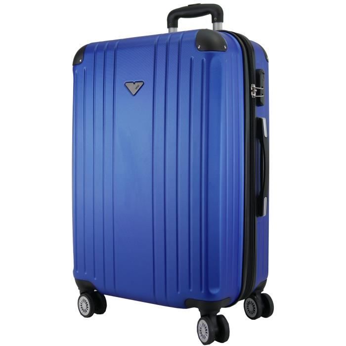 VIDA VR610B Harde koffer met dubbele wielen - Uitstekende prijs-kwaliteitverhouding (Jean Blue, M - Medium - 76L - 66x44x26cm - 3,5kg)