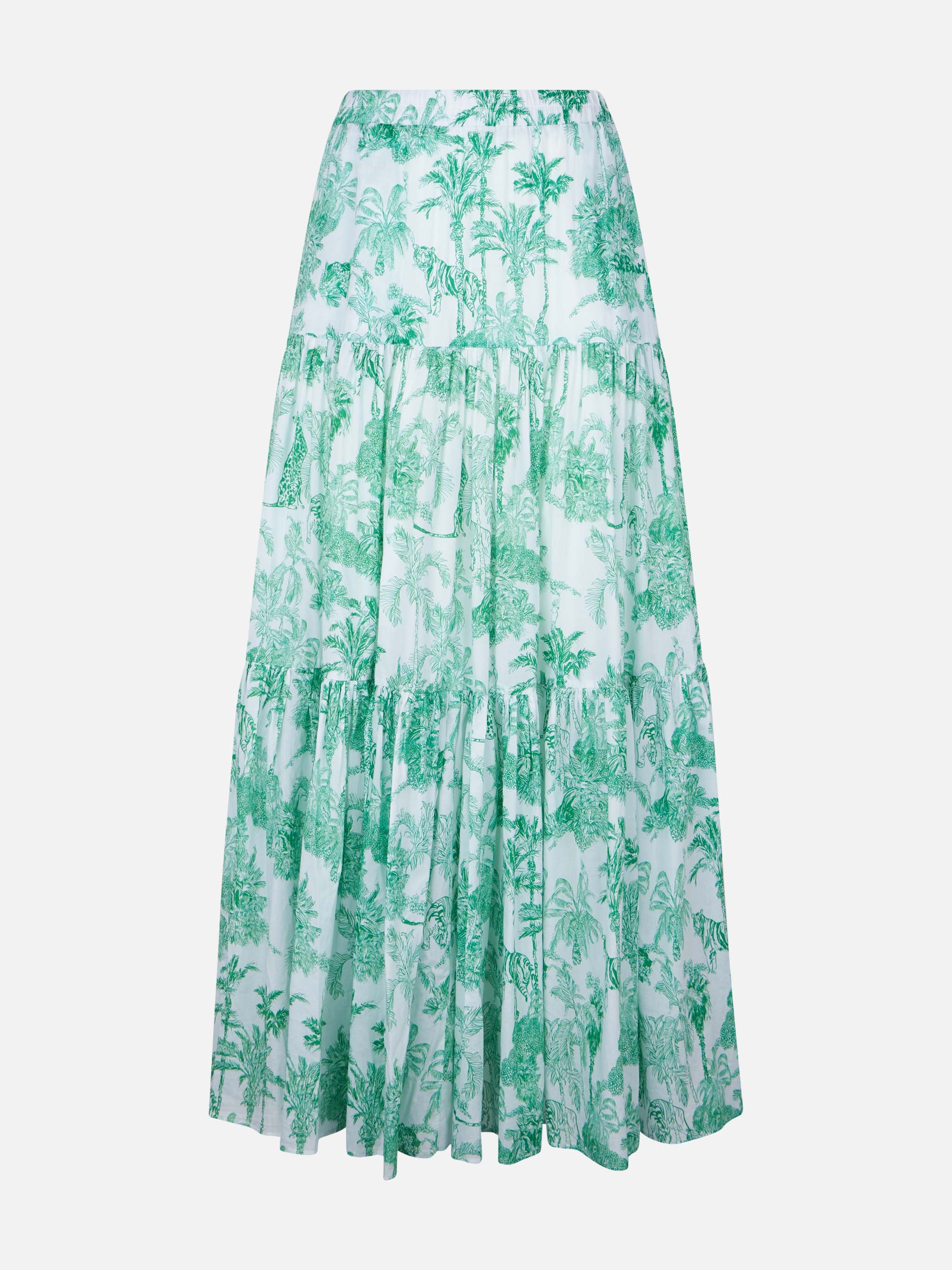 Lange katoenen damesrok met jungleprint