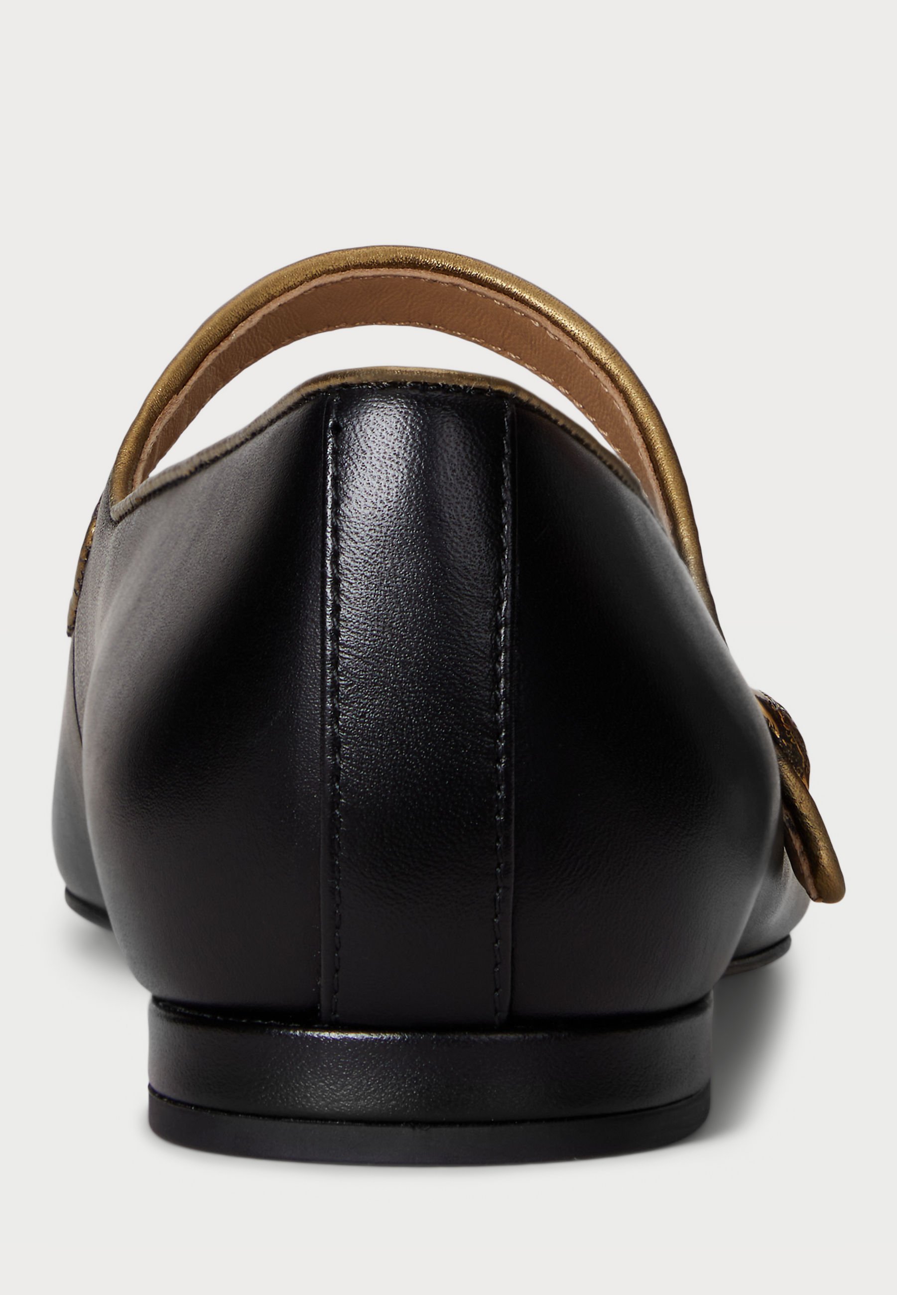 Lauren Ralph Lauren LONDYN TWO-TONE LEATHER MARY JANE baleto bateliai - juodi/antikvarinio aukso spalvos