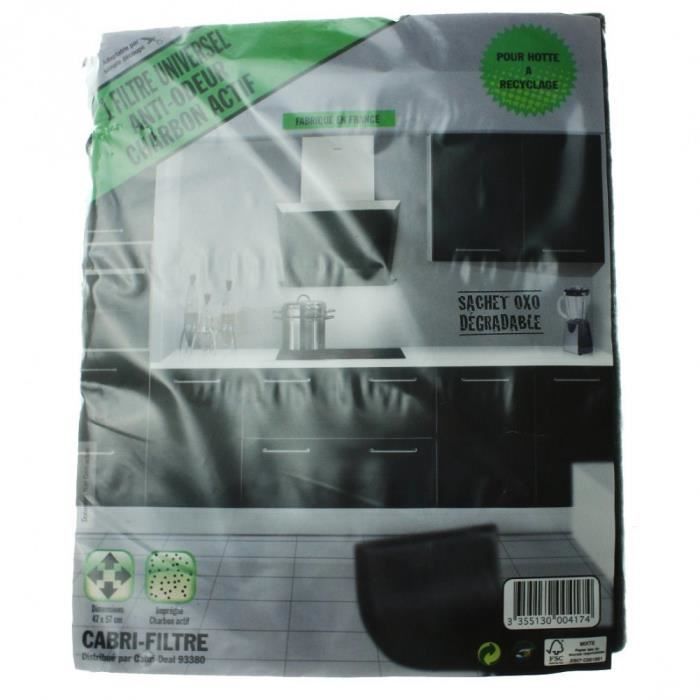 Filtro de carvão ativado para coifa - CABRI-DEAL - Universal - 47x57 cm - Não lavável - Ecológico