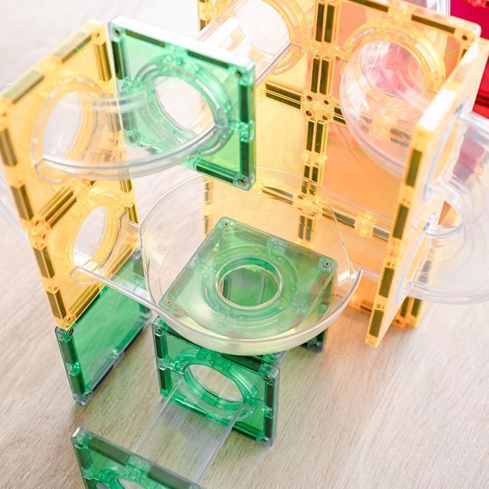 CONNETIX Construction Carreaux Magnetiques Arc-en-Ciel Course de Balle Paquet, 66 Pièces