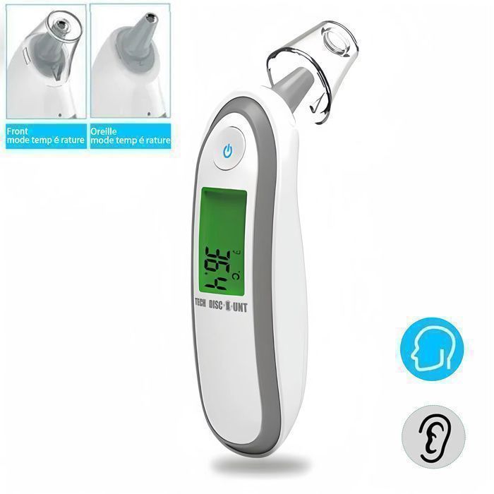 Termometro a infrarossi per fronte e orecchio con display digitale, per uso medico professionale, per la misurazione e l'etichettatura della temperatura di neonati e bambini.