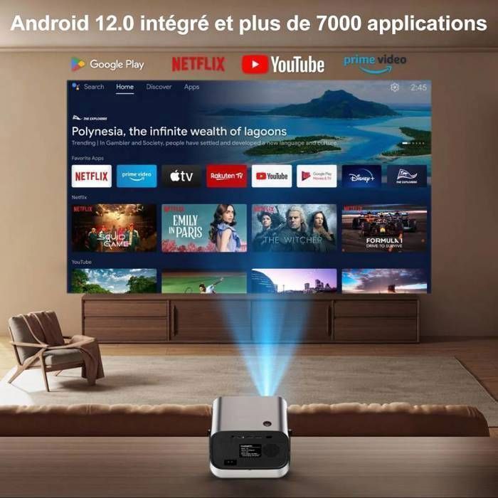 Projecteur - Modèle générique - 4K - Android - Mise au point motorisée