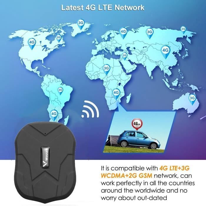 Localizador GPS TK905 4G resistente al agua para coches, sin suscripción, con seguimiento en tiempo real y función antirrobo.