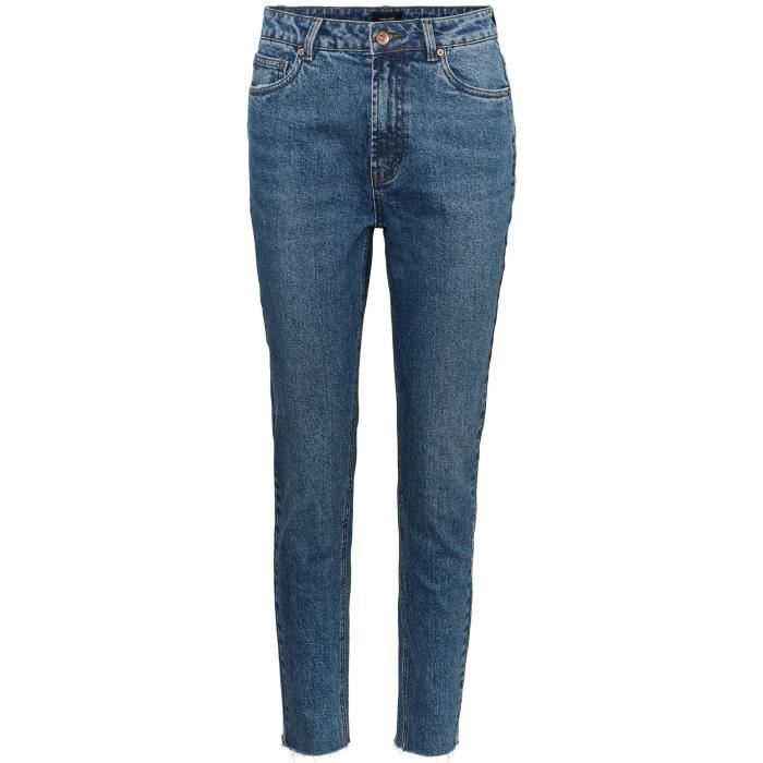 VERO MODA Jean Coupe Droite avec Taille Haute Medium Bleu Denim Femme