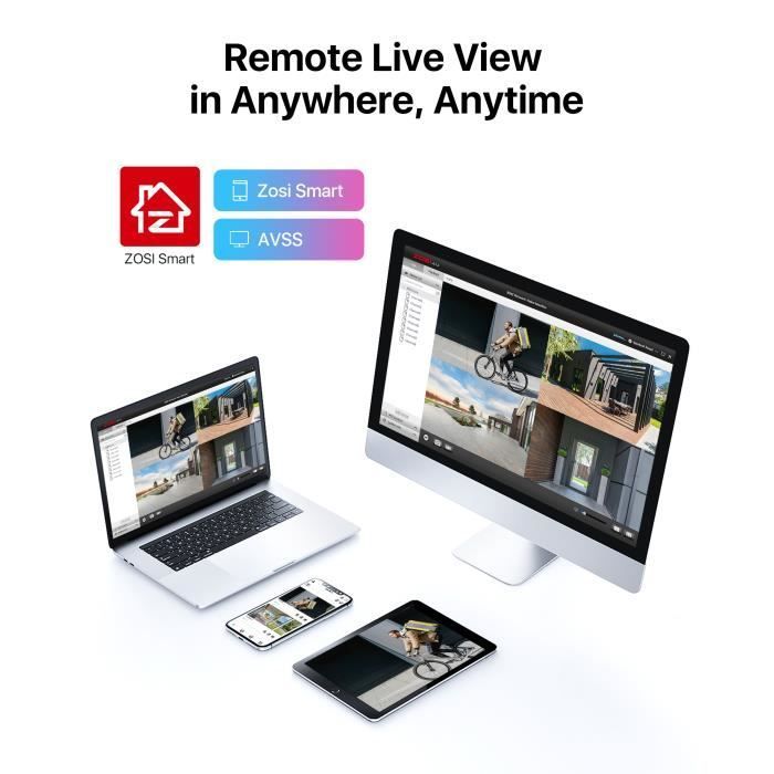 ZOSI 1080P FULL HD Kit Caméra de Surveillance avec 8CH H,265+ DVR Enregistreur Vidéo Numérique, Alerte Instantanée Accès à distance