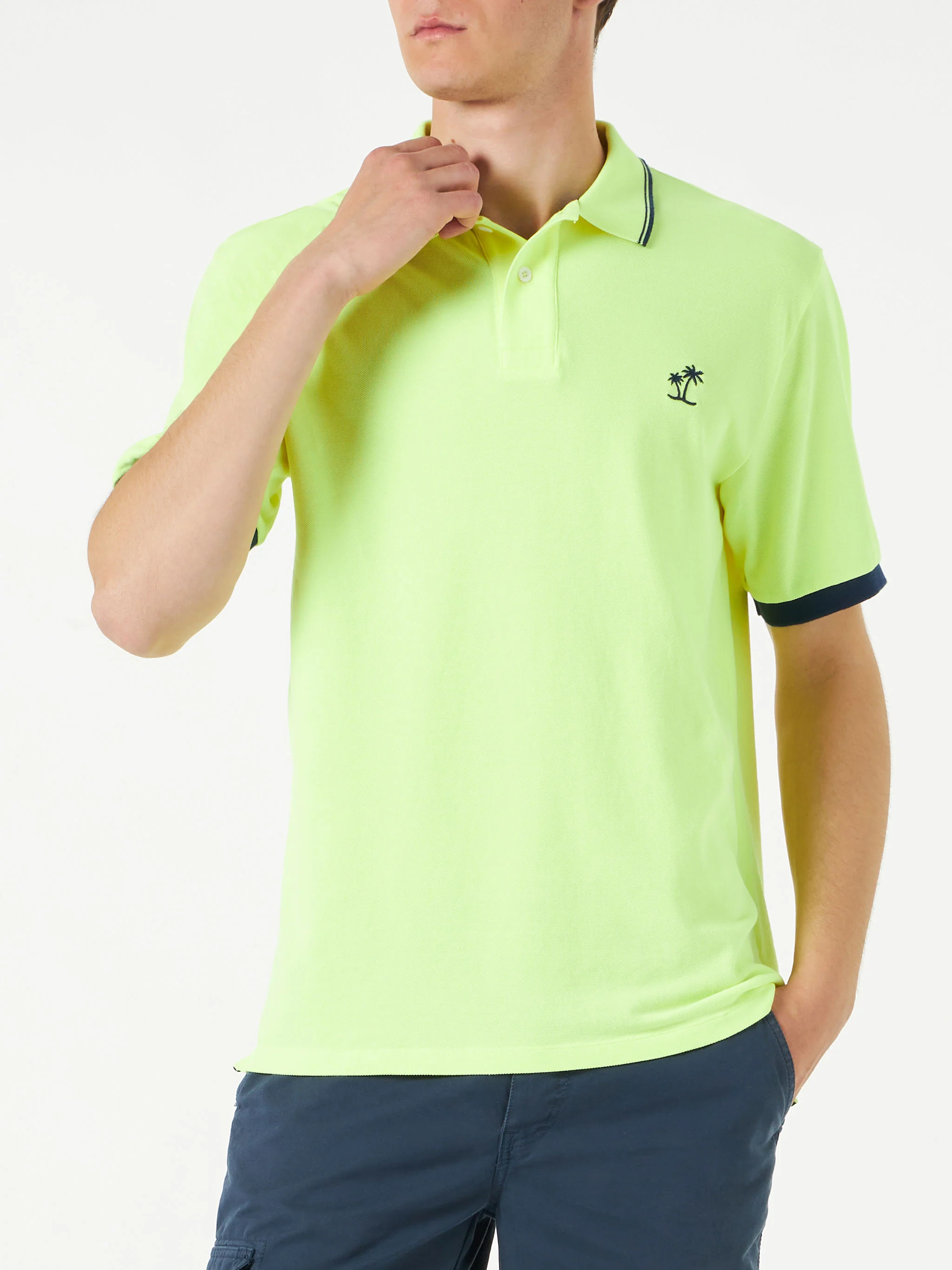 Fluorescerend geel piqué poloshirt met St. Barth-logo