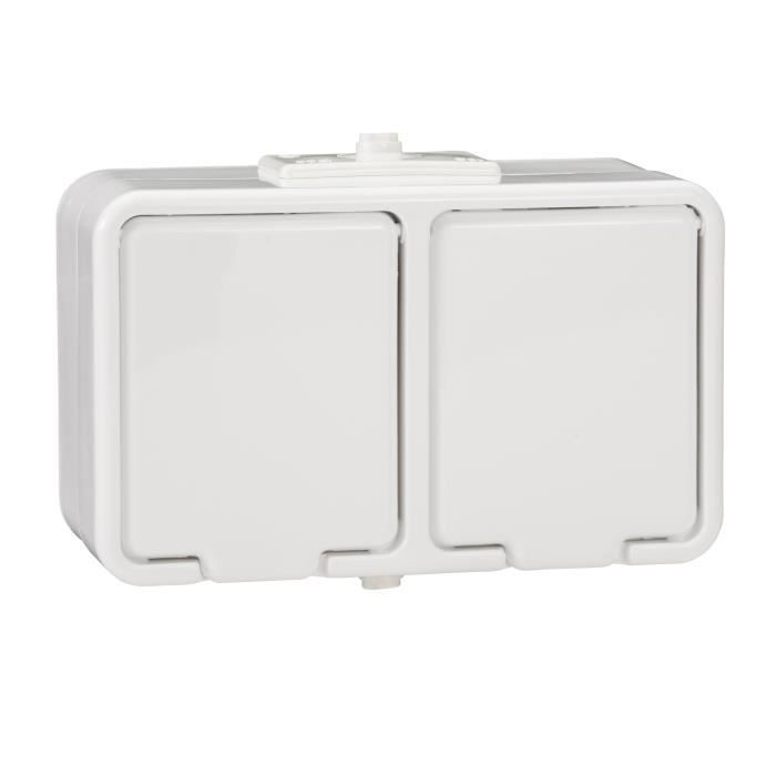 Stopcontact - SCHNEIDER - Cedar NT230H01 - Dubbel 2P+E - IP44 waterdicht - Wit