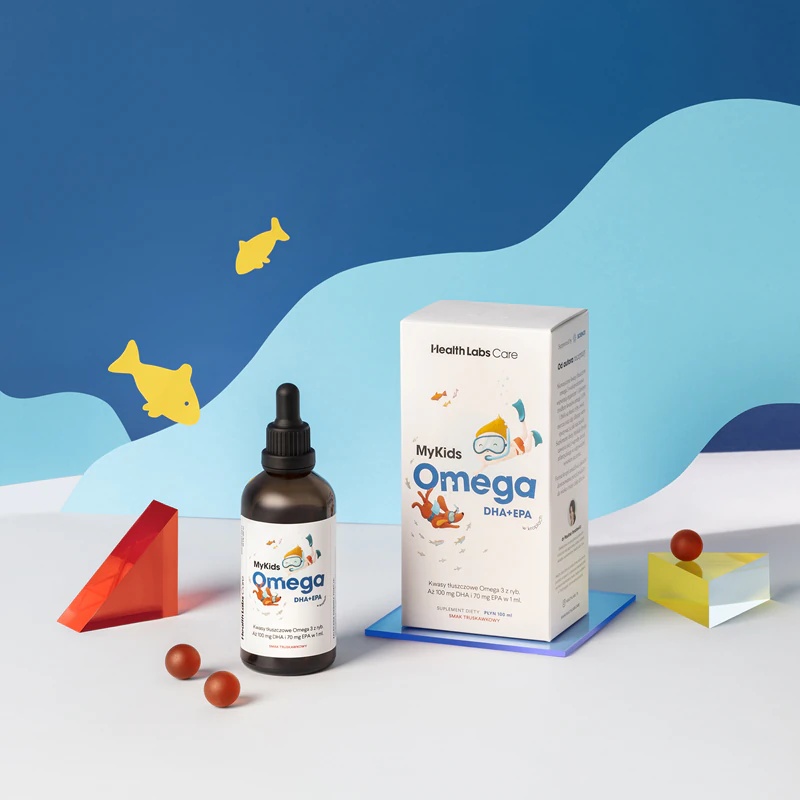 „Health Labs Care MyKids Omega“ maisto papildų lašai tinkamai širdies ir smegenų funkcijai