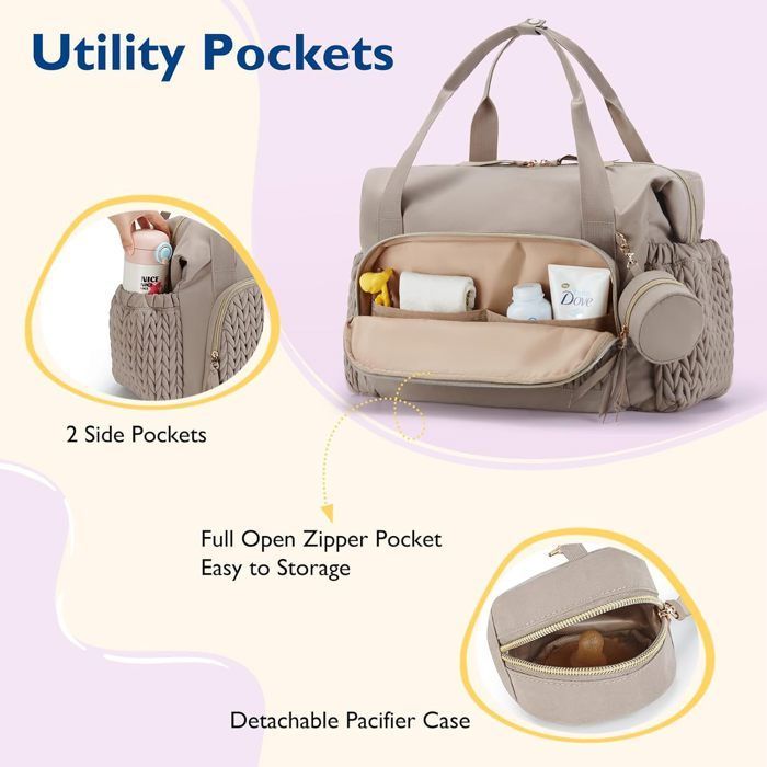 Bolso cambiador para bebé, bolso de gran capacidad, bolso cambiador de viaje, bolso para hospital para recién nacidos con bolsillo para chupete - Negro