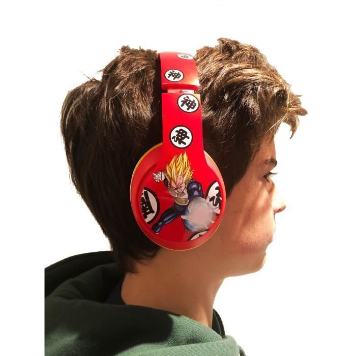 Auriculares Kio para niños de Dragon Ball Z con Goku y Vegeta - Rojo