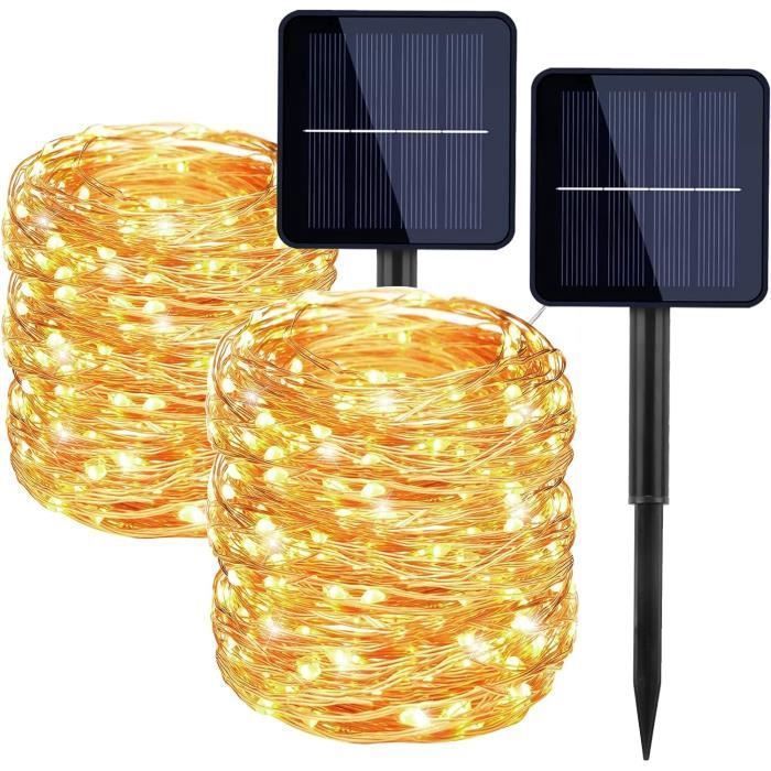 MTEVOTX Set of 2 Outdoor Solar String Lights, Garden Lights, 200 LEDs, 8 Modes, for Christmas Decorations (2x22m)