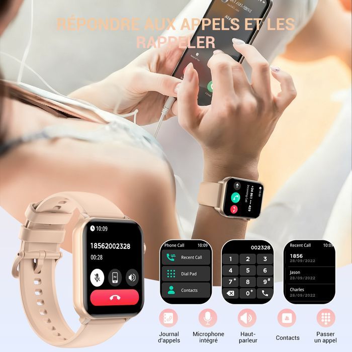 Blackview damessmartwatch met belfunctie, fitness- en activiteitentracker voor Android, iOS, Samsung, Xiaomi en iPhone