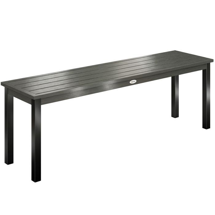 Tuinbank - Outsunny - 2-zits zonder rugleuning - lattenzitting - metaal - 130x34x43cm - grijs