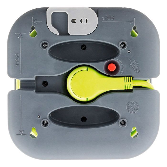 4 x 2P+E 16A carrete de cable doméstico con disyuntor - 7m - Verde - Zenitech