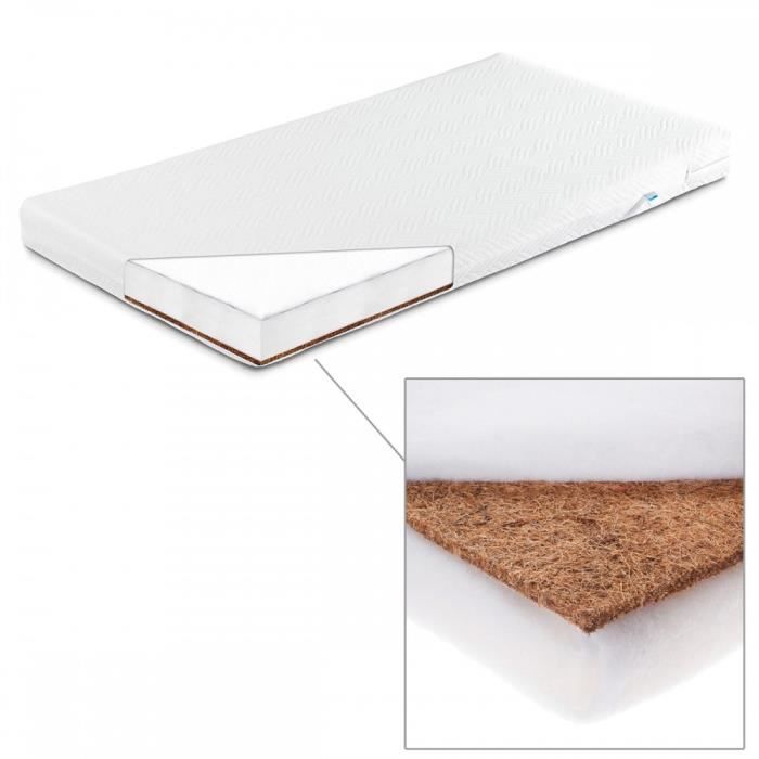 Barnemadrass i skum og kokosfiber - Merke - 120x60 - Tykkelse 9 cm - Balansert støtte - Avtakbart trekk