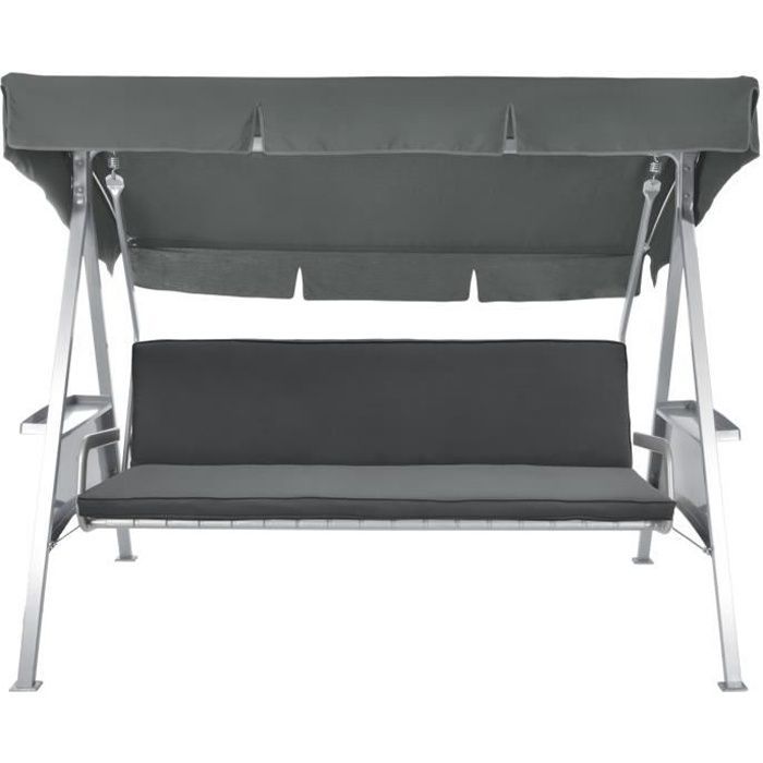 Beautissu Loft HS Garden Swing Cushion Set - 180x50x6cm - 3 Seat + Backrest - Anthracite