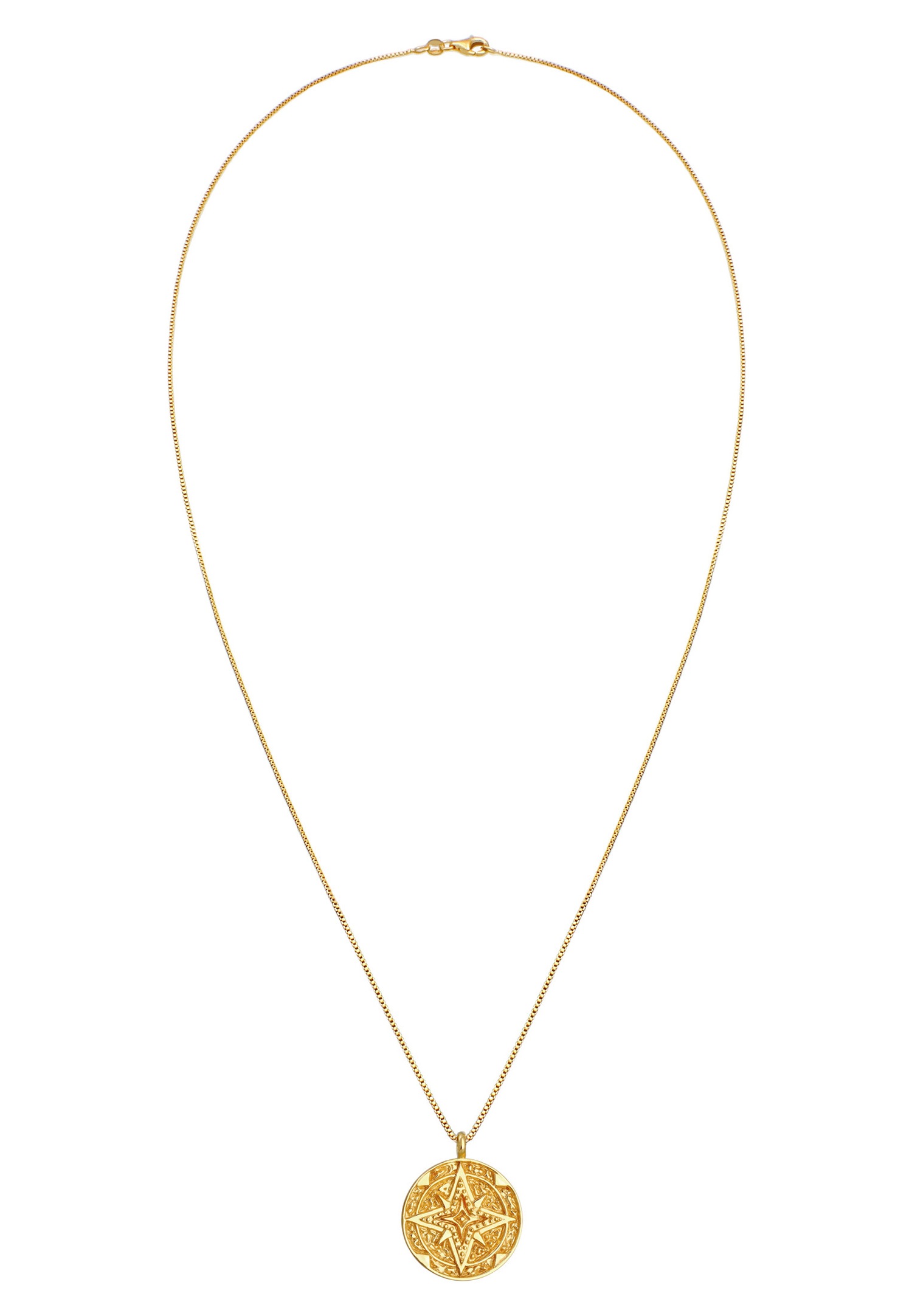 Elli Plaquette Étoile Pendentif Vintage Look Collier Femme - (925/1000) Argent Plaqué Or