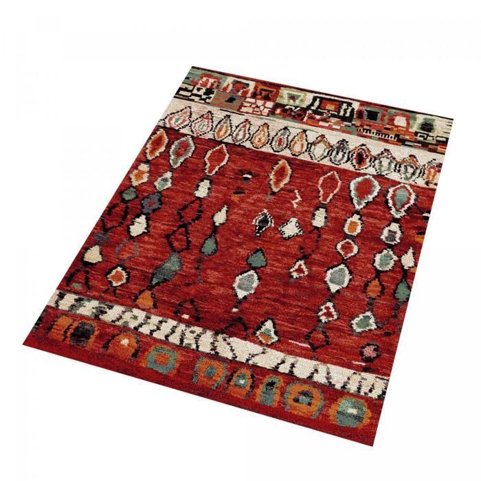 Tapis berbère 200x290 tissé motifs tribaux LYN8 MOROCO rouge