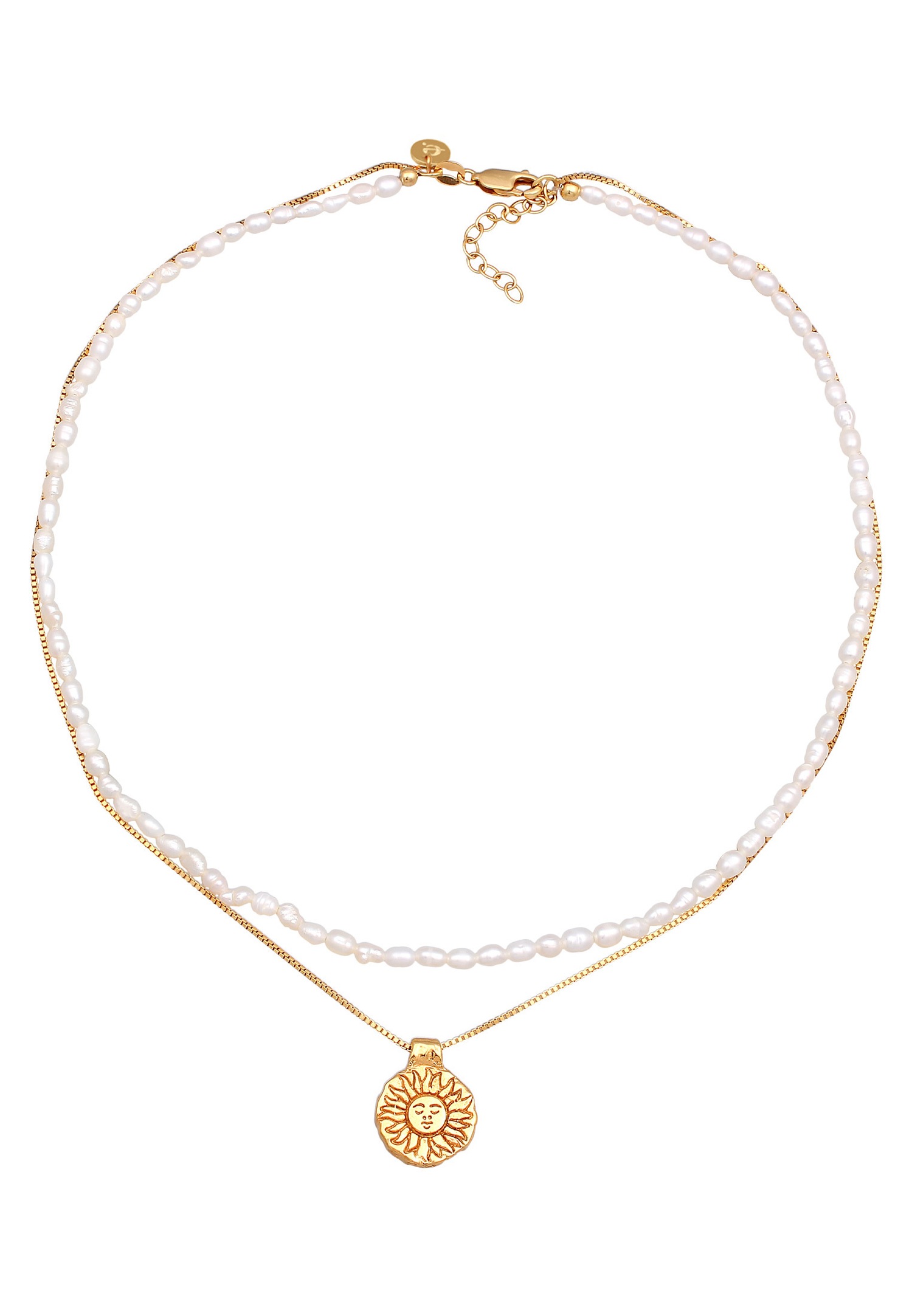 Elli PREMIUM Femme Choker Pendentif Soleil Couches avec Perles de Culture d'Eau Douce en argent sterling 925