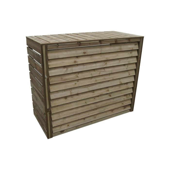 Large wooden air conditioner cover with movable louvers
