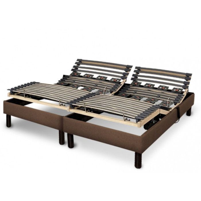 Base de cama eléctrica Essenzia Zen EMOTION BROWN de 2x70x190 mm con listones y soportes.