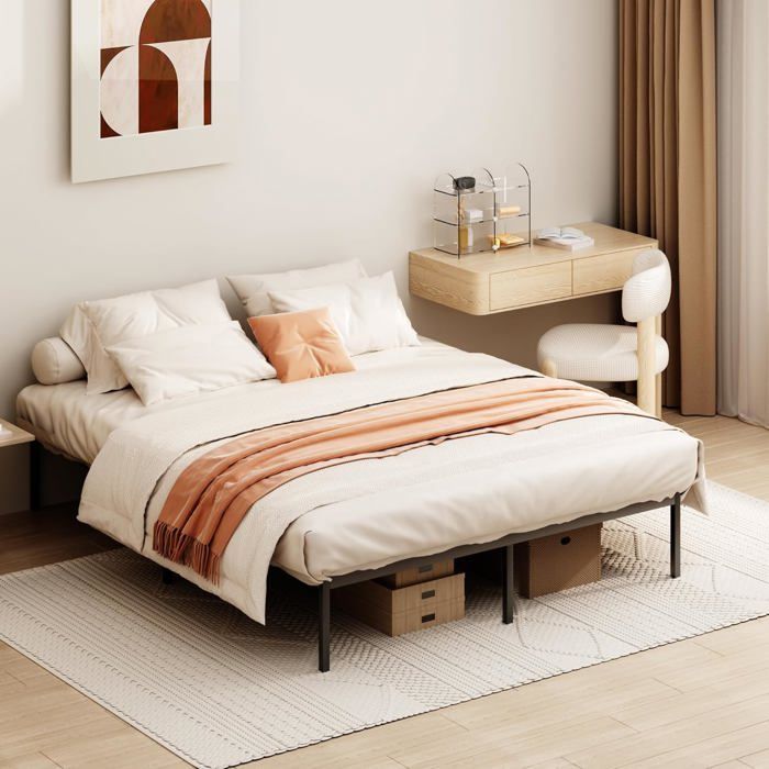Estructura de cama - STANOW - Modelo Stanew - 160 x 200 cm - Base de láminas - Fácil montaje