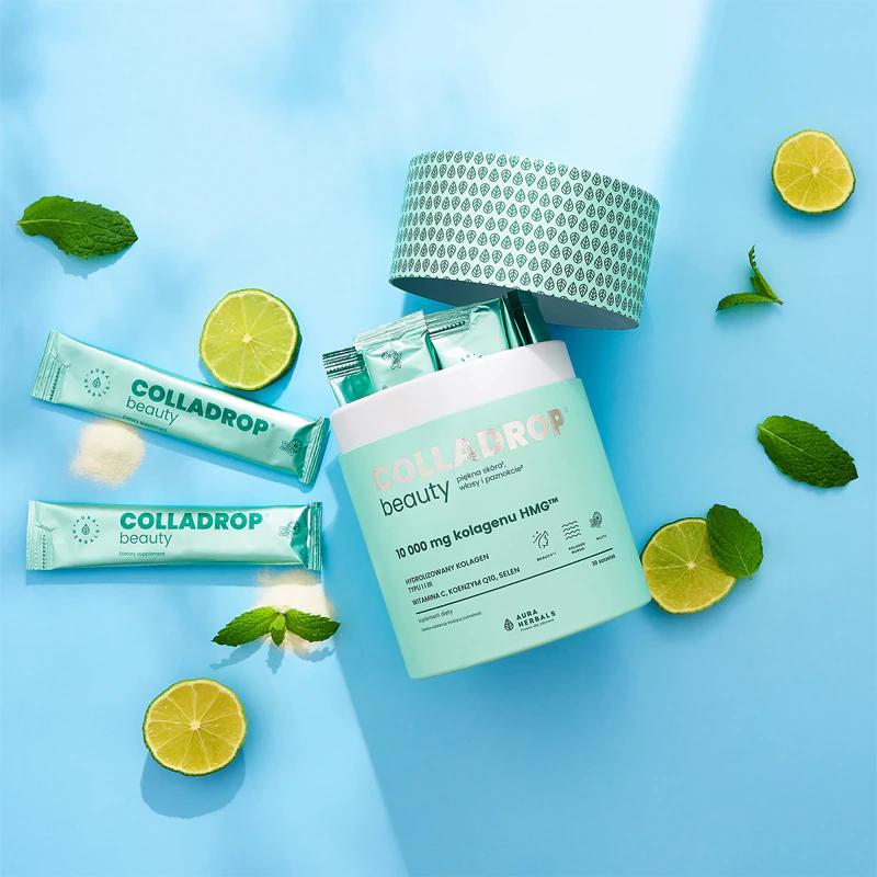 Aura Herbals Colladrop Beauty colágeno HMG 10.000 mg suplemento alimentar colágeno marinho para cabelos, pele e unhas bonitos
