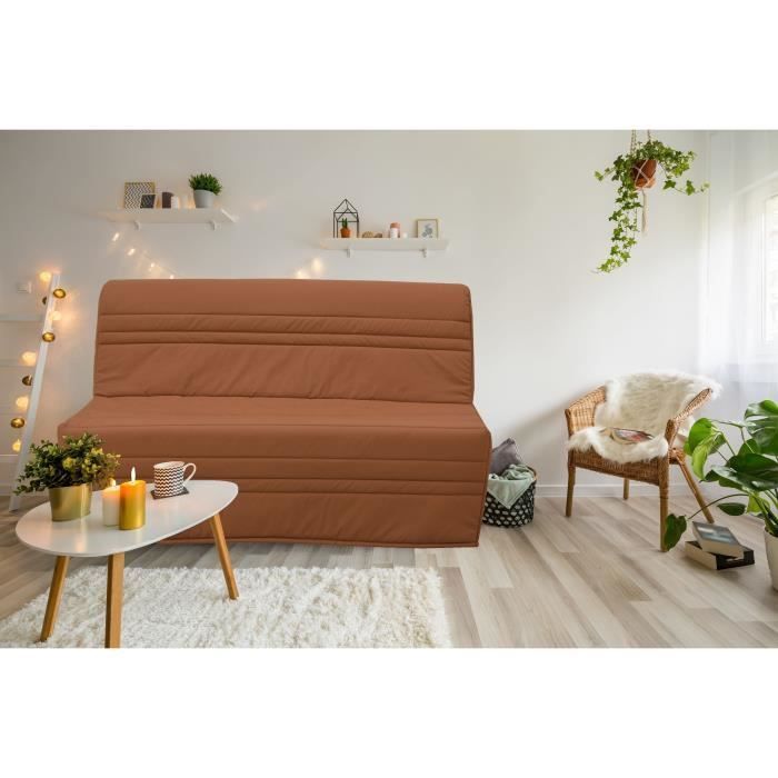 Sofá-cama JOE BZ de 2 lugares - Tecido terracota - Fabricado na França