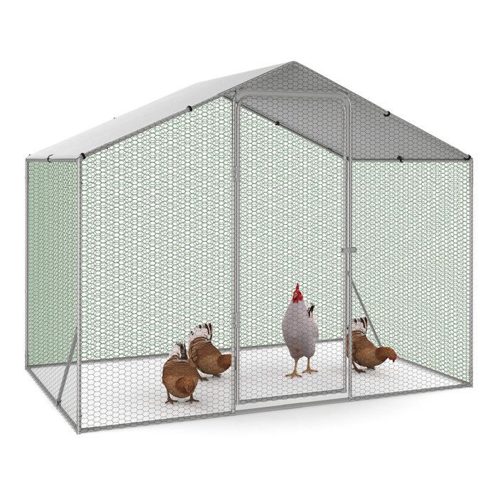 IDMARKET Enclos poulailler 3 m² parc grillagé 2,20x1,4 M acier galvanisé